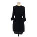 Apt. 9 Casual Dress - Shirtdress: Black Solid Dresses - Women's Size 8