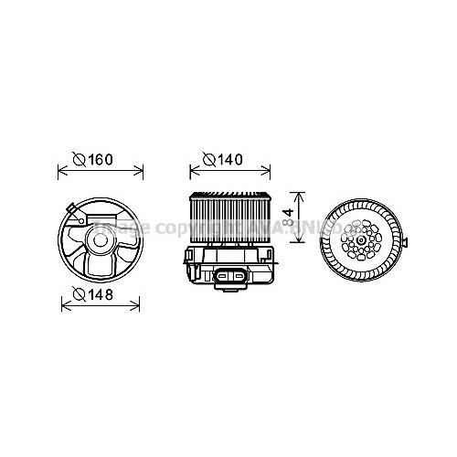 AVA QUALITY COOLING Innenraumgebläse Ø141mm 141mm für PEUGEOT CITROËN TOYOTA 871030H010 871030H011 6441V0 PE8369