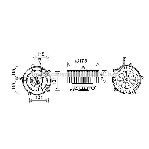 AVA QUALITY COOLING Innenraumgebläse Ø175mm 175mm für ROLLS-ROYCE BMW 64116933401 64116913401 6933401 BW8478