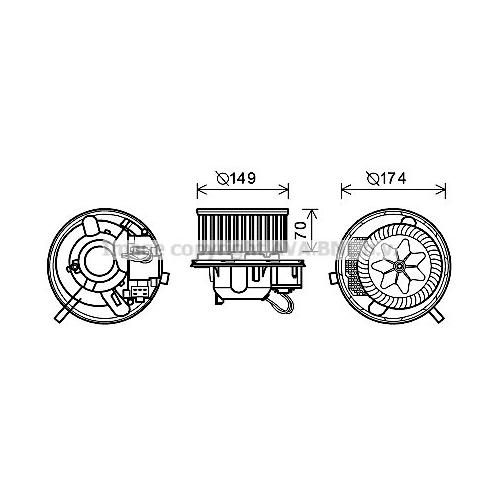 AVA QUALITY COOLING Innenraumgebläse Ø150mm 150mm für SKODA VW SEAT AUDI 1K2820015F 1K2820015G 1K2820015H VN8339