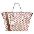 Radley London Optic Responsible Small Ziptop Grab Handbag for Women, Made from Pink & White Geometric Print BCI Coated Cotton Canvas, Grab Bag with Webbed Crossbody Strap, Twin Handles & Zip Fastening