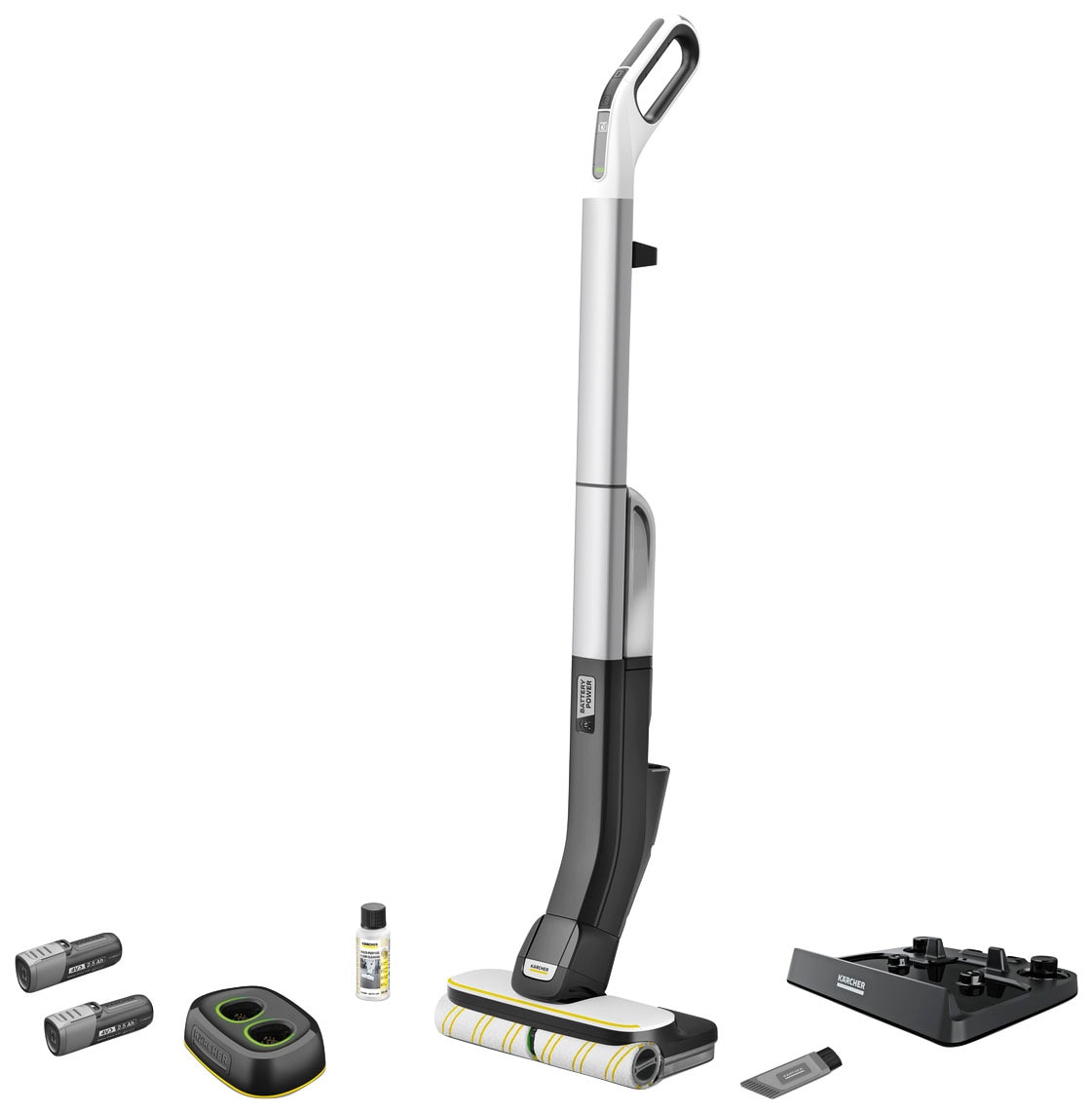 KÄRCHER Hartbodenreiniger "FC 4-4 Battery Set", gelb, B:24,5cm H:32,8cm T:78cm, Mehrzwecksauger, inkl. Akkus und Ladegerät