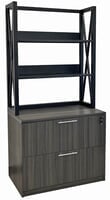 Xdustrial Series Black Metal Frame 36"W Open Storage Hutch with 2-Drawer Lateral File