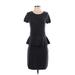 Ann Taylor LOFT Casual Dress - Party Scoop Neck Short sleeves: Black Print Dresses - Women's Size X-Small