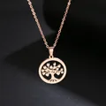 CACANA Stainless Steel Necklace For Women Man Heart Tree Pendant Rose Gold Color Necklace Gold Color