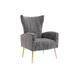 Velvet Fabric Upholstery Accent Chair with Rose Golden Tapered Legs Printed Fabric Leisure Single Chair for Livingroom
