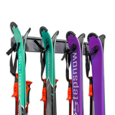 RaxGo Wall Mounted Ski Rack, Ski Storage for 4 Pairs of Skis & Poles or Snowboard - 4 Pair of Skiis