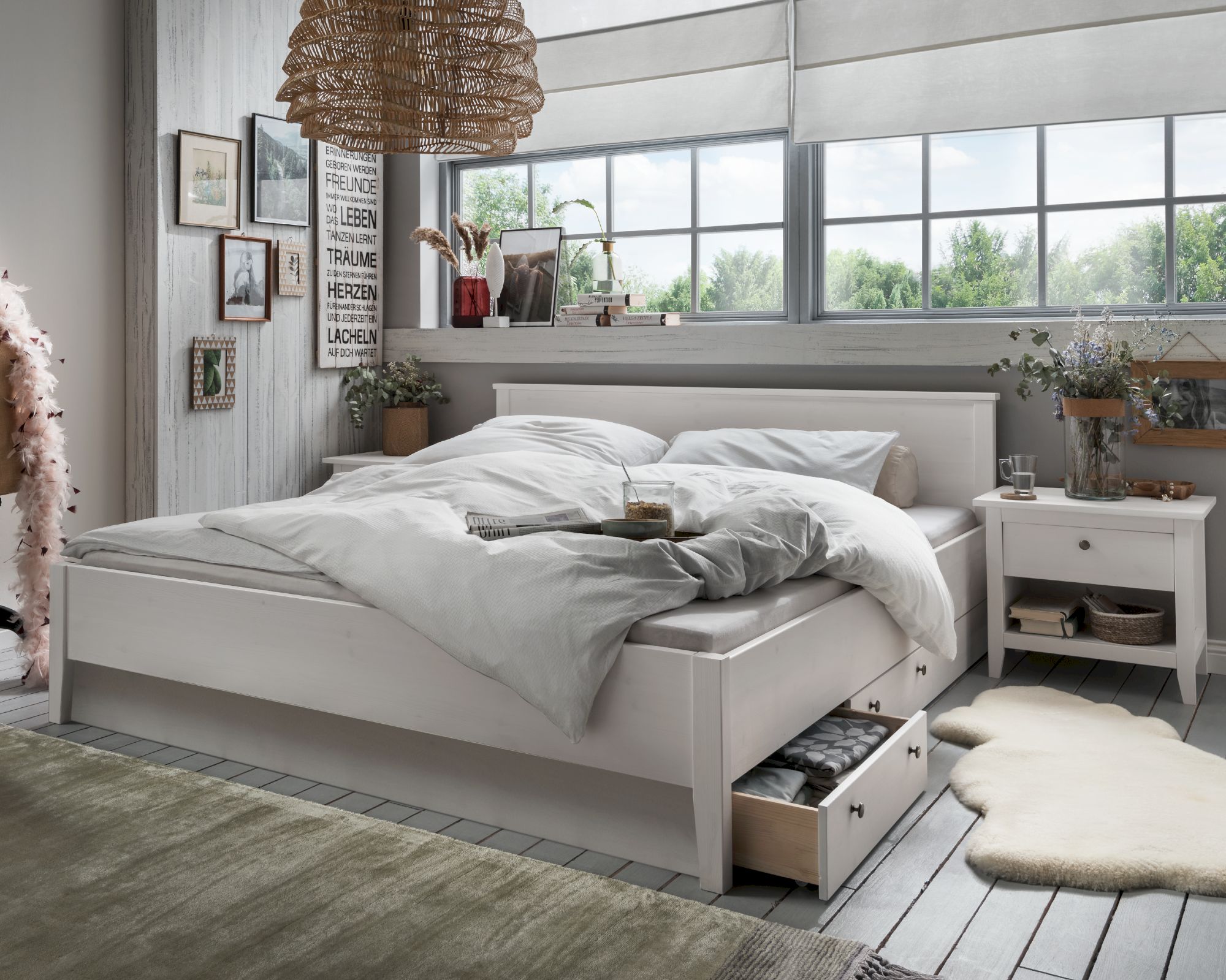 Massivholz »Solvita« Bett weiß 160x200 cm / weiß