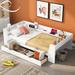 Minimalist Style Twin Size Daybed with Shelves and 2-Drawers, Built-In Charging Station, for Bedroom, White