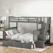 Stairway Twin-Over-Full Bunk Bed with Drawer, Storage and Guard Rail for Bedroom, Dorm, for Adults, Grey
