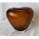 Heart shaped Glass Vase; Vintage Brown glass rose bowl Vase