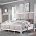 Katia California King Bed in Light Gray Linen, Rustic Gray & Weathered White Finish