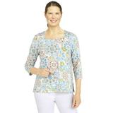 Alfred Dunner Womens Geometric Floral Top