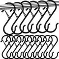 18 Pack S Hooks for Hanging 3.5 in Heavy Duty S Hooks for Kitchen Utensil Black S Shaped Closet Hooks for Closet Rod Clothes Plants Pots and Pans Bags Curtain Rod Plant Hook with Safety Buckle