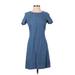 Banana Republic Casual Dress - A-Line Crew Neck Short sleeves: Blue Print Dresses - Women's Size 0