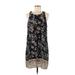 Allison Joy Casual Dress - Shift Scoop Neck Sleeveless: Black Floral Dresses - Women's Size Medium