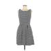 Merona Casual Dress - Mini Scoop Neck Sleeveless: Blue Stripes Dresses - Women's Size Medium