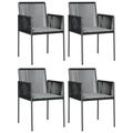 vidaXL Patio Chairs with Cushions 2 pcs Black 21.3 x23.8 x32.9 Poly Rattan