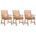 Htovila Patio Dining Chairs 3 pcs with Cushions Solid Acacia Wood