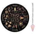 Wheel of The Year Pendulum Board 7.8inch Dowsing Divination Metaphysical Message Board Wooden Carven Board with Crystal Pendulum Necklace Divination