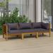 Htovila 3-Seater Patio Sofa with Cushion Solid Acacia Wood