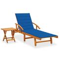 Htovila Patio Sun Lounger with Table and Cushion Solid Wood Acacia