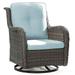 MeetLeisure 1 Pieces Outdoor Patio Furniture Wicker Swivel Chair with Cushions for Backyard Sky Blue