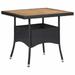 Htovila Patio Dining Table Black Poly Rattan and Solid Acacia Wood