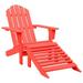 Htovila Patio Adirondack Chair with Ottoman Solid Fir Wood Red