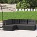 vidaXL 4 Piece Patio Lounge Set with Cushions Black Poly Rattan