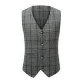 Penkiiy Blazer for Men Men Lattice Single-breasted Pocket V-neck Slim Fit Vest Suit Waistcoat Black Blazer