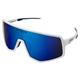 Epoch Eyewear L2 Sports Motorcycle Glasses Sunglasses Wraparound Single-Lens White Frame w/Blue Mirror Lens