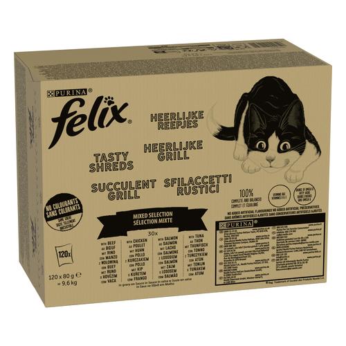 12x80g Mixed Selection Tasty Shreds Felix Wet Cat Food