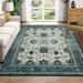 GlowSol Washable Rug 8 x 10 Vintage Boho Floral Print Area Rug Soft Indoor Distressed Throw Carpet for Living Room Bedroom Dining Room Blue