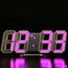 3D LED Digital Alarm Clock Table Wall Modern Alarm Clock Multifunctional Number Time Clock Brightness Adjustable Snooze Function Temperature Display for Bedroom Office Home - Pink