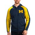 Men's G-III Sports by Carl Banks Navy Michigan Wolverines Neutral Zone Raglan Full-Zip Track Jacket Hoodie