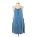 Lush Casual Dress - A-Line Tie Neck Sleeveless: Blue Print Dresses - Women's Size Small