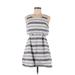 Ann Taylor LOFT Outlet Casual Dress - Mini Scoop Neck Sleeveless: White Print Dresses - Women's Size 2