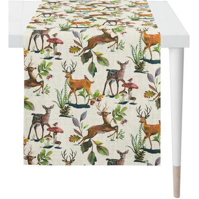 Tischläufer APELT "5883 CHALET STYLE, Weihnachten, Winter, Herbstdeko", grün (natur, braun, grün), B:48cm L:140cm, Polyester, Baumwolle, Tischdecken, Digitaldruck Image