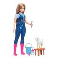 Barbie-Puppe zum 65. Jubiläum und 10 Zubehörteile, Hoftierärztin-Set mit Blonder Tierärztin-Puppe, Lamm mit bewegbaren Ohren und mehr, HRG42