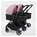 Double Pushchair Side by Side Pushchair Stroller for Twins,Twin Baby Pram Stroller,Double Stroller Infant and Toddler,Foldable Portable Tandem Umbrella Twins Stroller (Color : Pink-1)