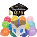 Graduation Congratulations Grad 41" Helium Inflated Balloon with 12 Mini Colourful Air-Filled Balloons all delivered in a box