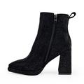 LUMUTA Shiny Boots Women's Chelsea Boots Women's Black with Rhinestones Women's Sparkly Ankle Boots Women's with Heel, black, 4 UK