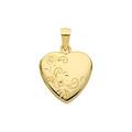 9ct Gold Half Engraved Flower Heart Locket On A 30 Inch Belcher Necklace