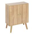URBNLIVING Oak Cabinet 60x60x30 With White Doors + Pine Legs