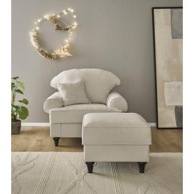 Sessel HOME AFFAIRE "WESTMINSTER", beige (elfenbein), B:110cm H:95cm T:100cm, 92% Polyester / 8% Nylon, Sessel, mit Federkern-Polsterung Image