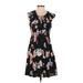 Express Casual Dress - A-Line Scoop Neck Sleeveless: Black Floral Dresses - Women's Size 2