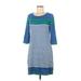 Design History Casual Dress - Shift Scoop Neck 3/4 sleeves: Blue Color Block Dresses - Women's Size Medium