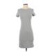 Old Navy Casual Dress - Bodycon Crew Neck Short sleeves: Gray Print Dresses - Women's Size Small