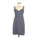 Charter Club Casual Dress - Bodycon V Neck Sleeveless: Blue Polka Dots Dresses - Women's Size Medium Petite